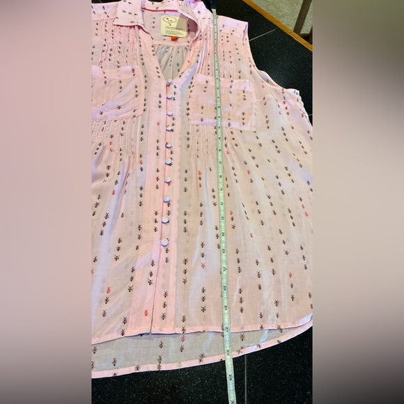 Anthropologie conversations Tank 8 of 52 Ant Print Button Front Pink SZ.med - Picture 13 of 14
